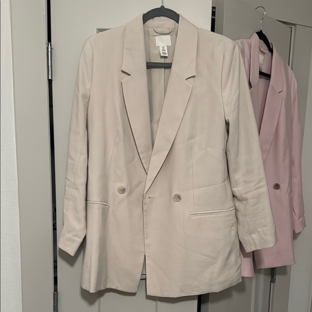 H&M Cream Double-Breasted Blazer